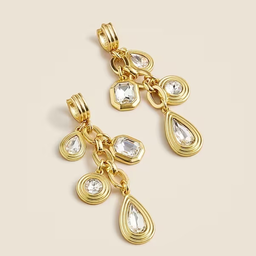 J crew Crystal Geometric sparkle drop earrings